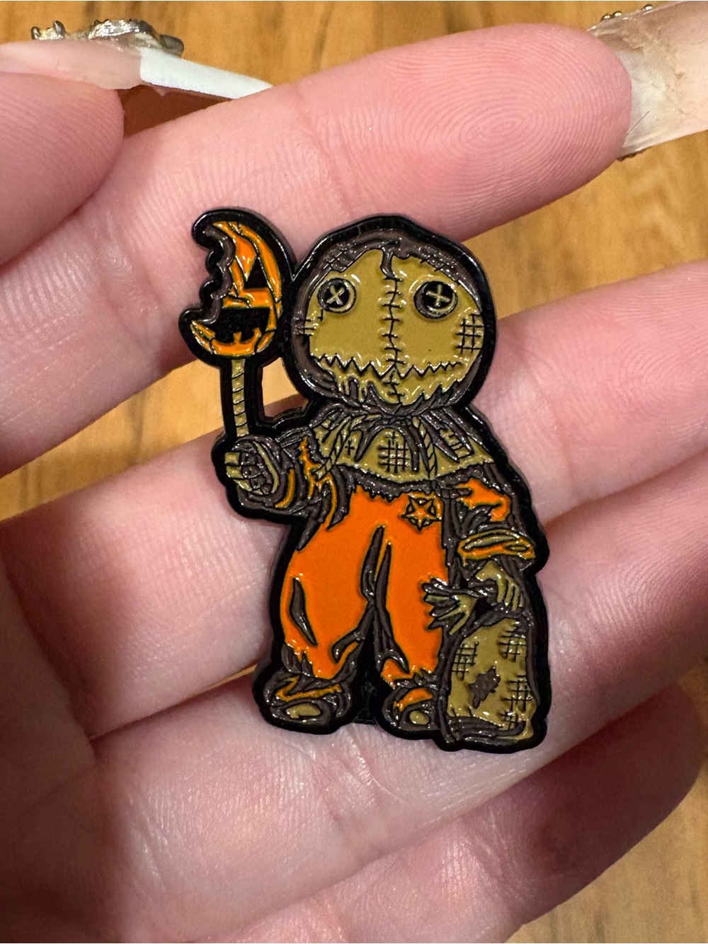 Sam trick r treat enamel pin